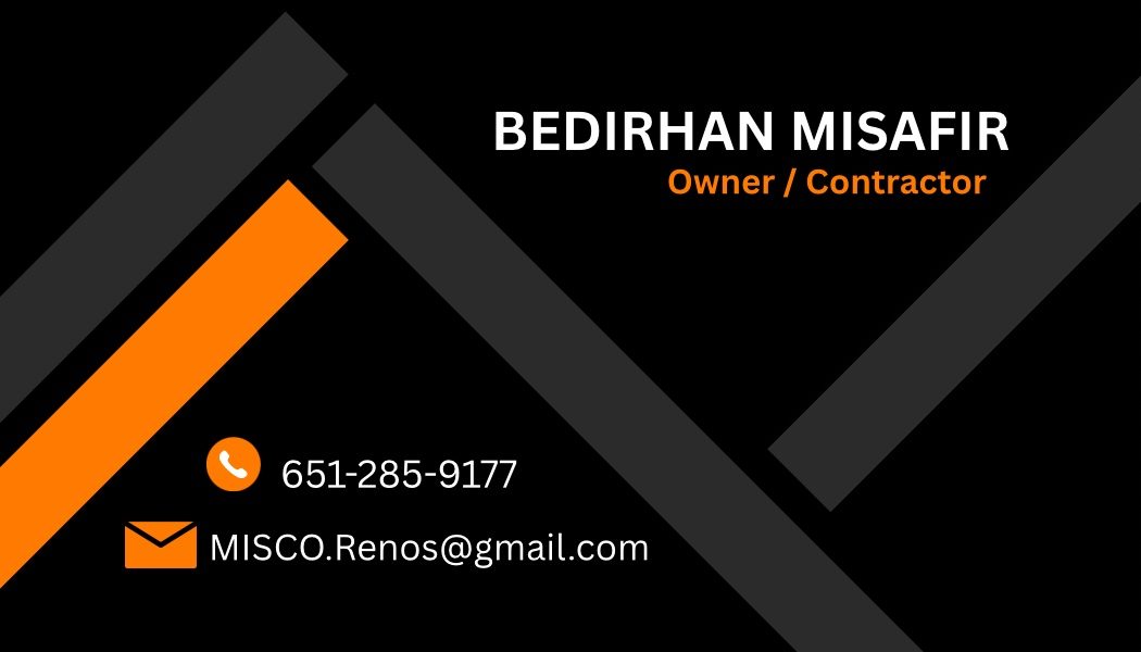 MISCO Renovations business card with contact details